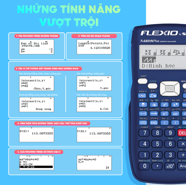 Máy tính khoa học FX680VN PLUS màu xanh