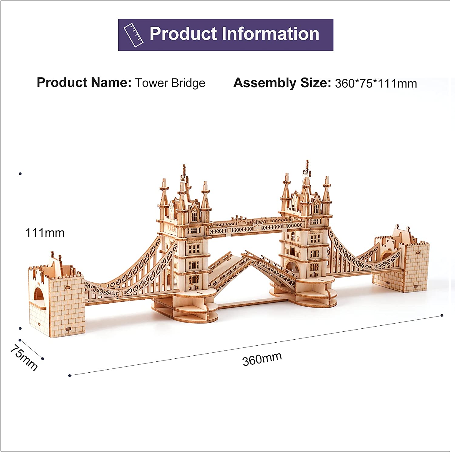 Đồ Chơi Sáng Tạo Lắp Ráp Gỗ 3D Robotime - Cầu Tháp London (Tower Bridge) 113 mảnh ghép