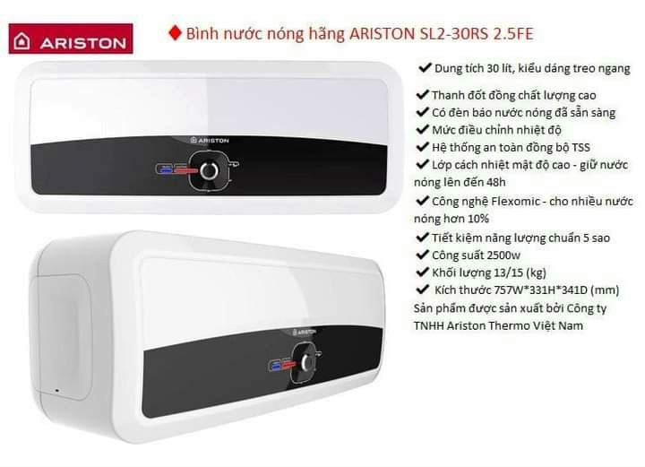 Bình nóng lạnh Ariston Sl2 30RS