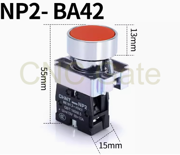 Nút nhấn nhả màu Đỏ không đèn NP2 - BA42 chính hãng CHINT