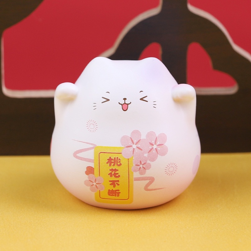 Set 4 mô hình mèo thần tài tròn Ráp dễ thương xinh xắn đáng yêu trang trí bàn học, bàn làm việc