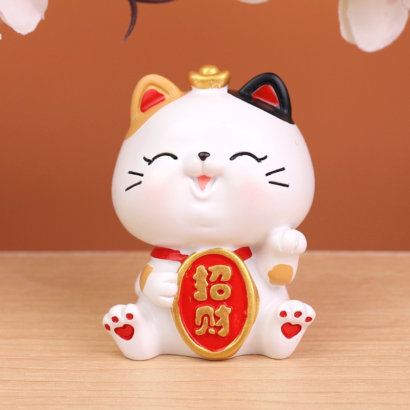 Set 4 mô hình Mèo thần tài trắng vui vẻ