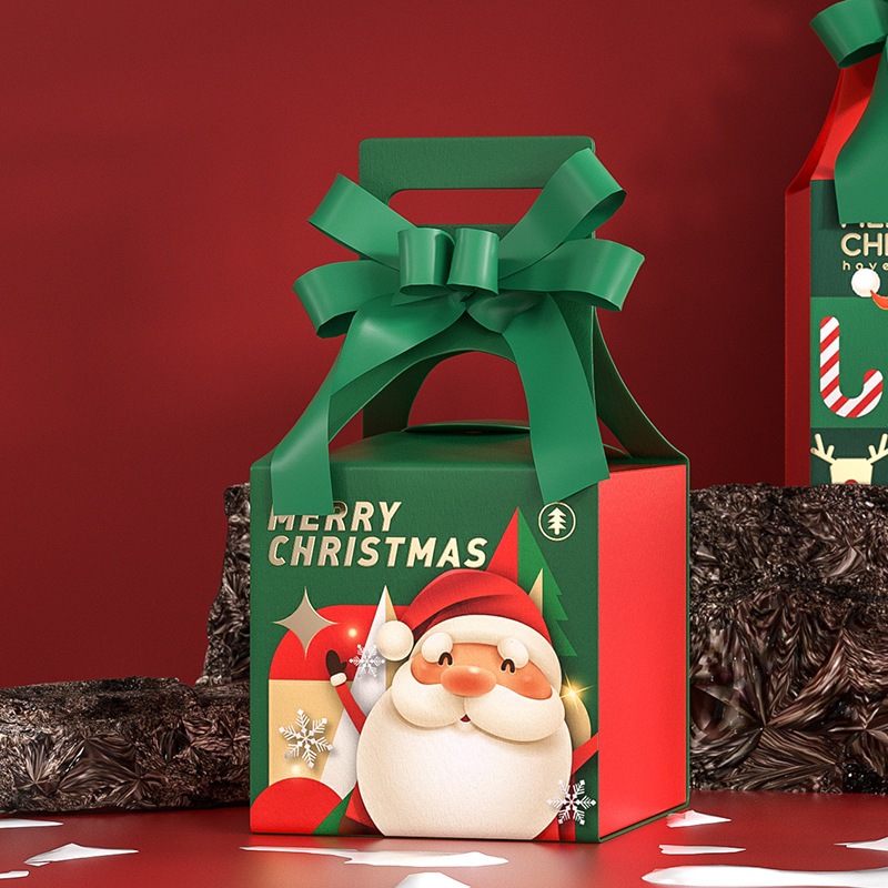 Hộp đựng quà, bánh kẹo Giáng Sinh, Noel HÌNH GIỎ QUÀ, Hộp đựng son, mỹ phẩm, trà làm quà tặng Giáng Sinh
