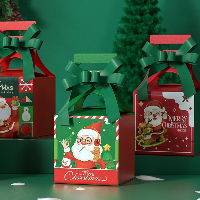 Hộp đựng quà, bánh kẹo Giáng Sinh, Noel HÌNH GIỎ QUÀ, Hộp đựng son, mỹ phẩm, trà làm quà tặng Giáng Sinh