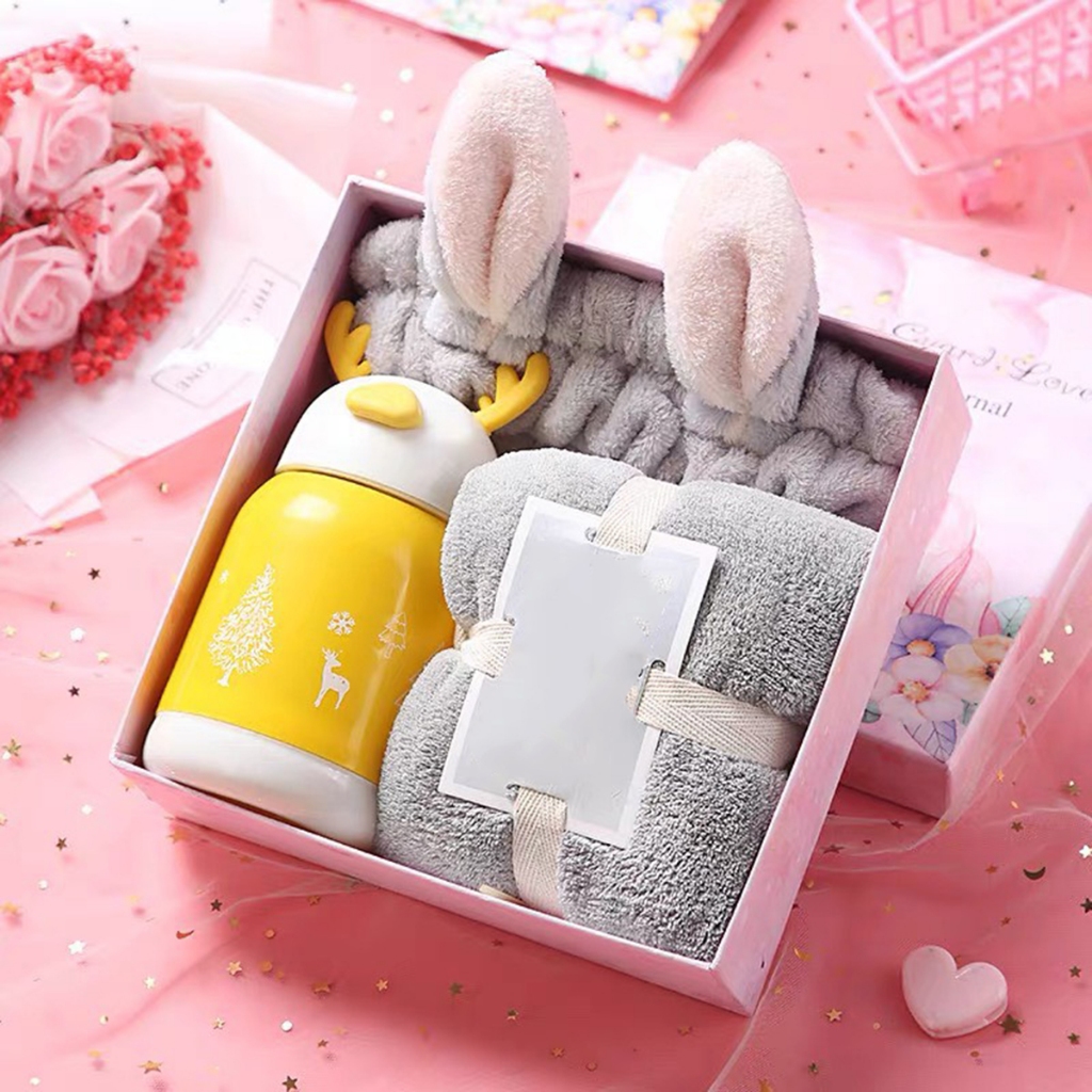 Set Hộp Quà Noel Bình Tuần Lộc Giữ Nhiệt và Khăn , Quà Sinh Nhật, Quà Giáng Sinh
