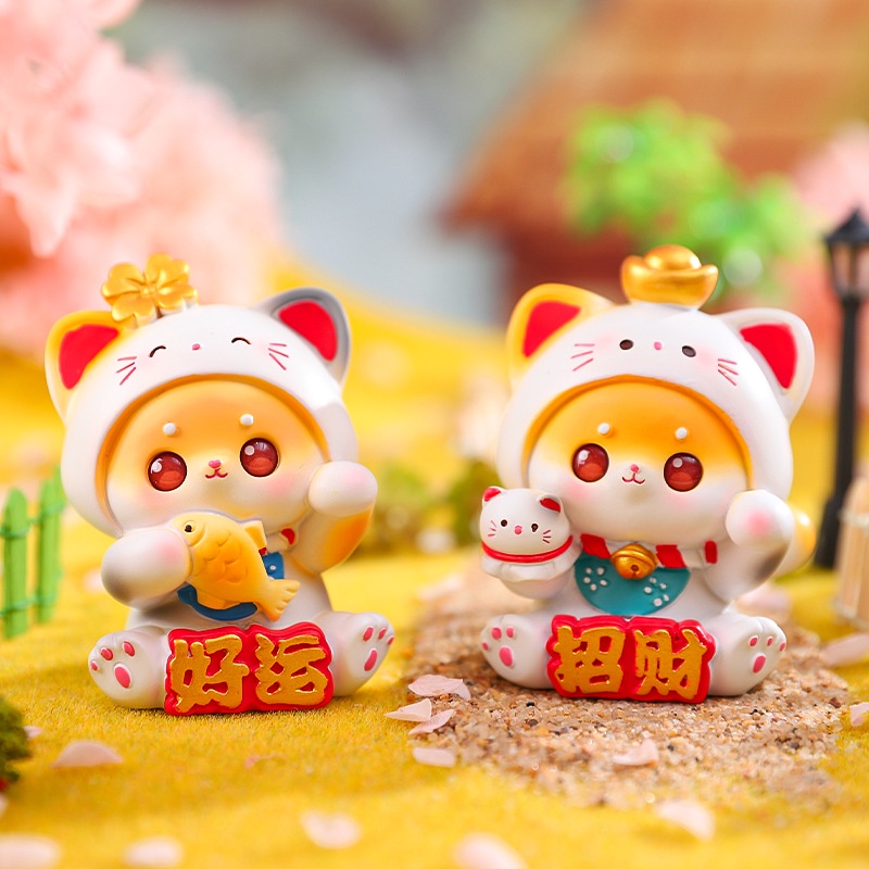 Set mô hình Shiba thần tài hoa anh đào
