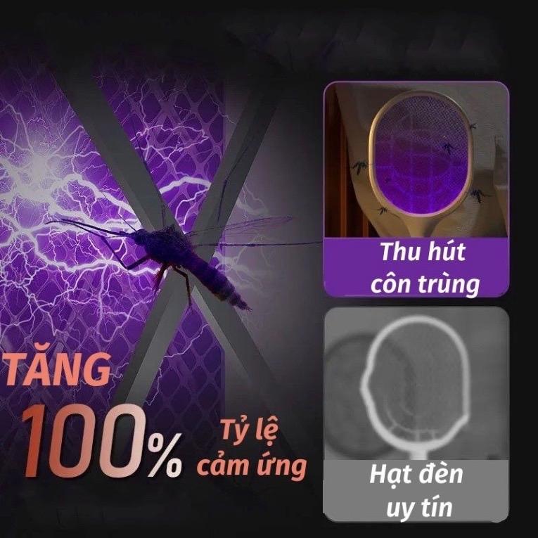 Vợt Muỗi Thông Minh Kiêm Đèn Bắt Muỗi Tự Động 2in1 Thu Hút Muỗi Bằng Ánh Sáng Tím Có Màng Bảo Vệ An Toàn Cho Trẻ Em