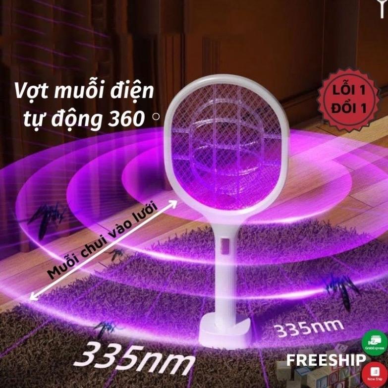 Vợt Muỗi Thông Minh Kiêm Đèn Bắt Muỗi Tự Động 2in1 Thu Hút Muỗi Bằng Ánh Sáng Tím Có Màng Bảo Vệ An Toàn Cho Trẻ Em