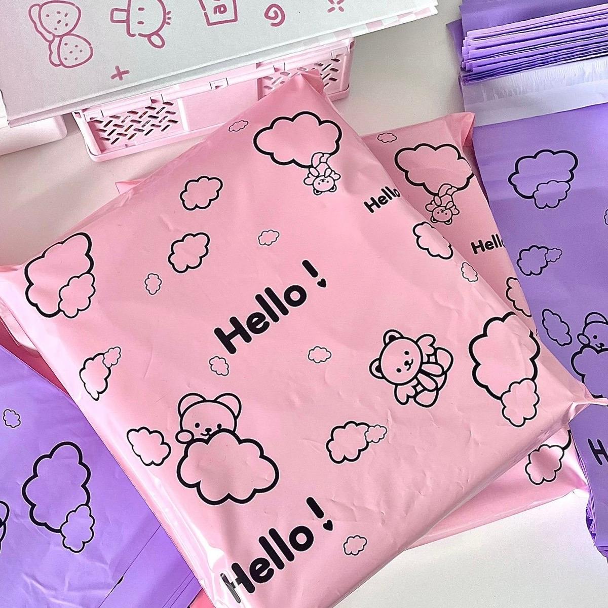 Set 50 túi bóng kính gói card 8x10cm hình sao nhiều màu