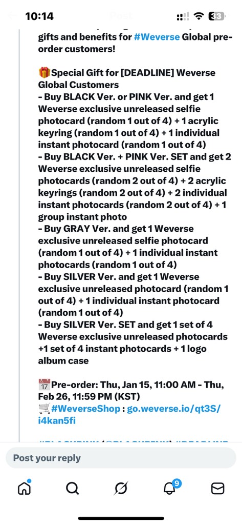 Set card POB BLACKPINK 3rd MINI ALBUM [DEADLINE]