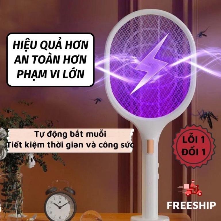 Vợt Muỗi Thông Minh Kiêm Đèn Bắt Muỗi Tự Động 2in1 Thu Hút Muỗi Bằng Ánh Sáng Tím Có Màng Bảo Vệ An Toàn Cho Trẻ Em