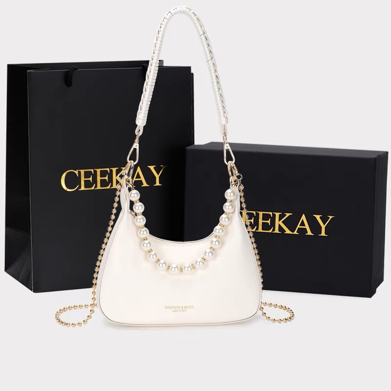 Túi xách CEEKAY MS002 (mã túi trắng dây ngọc)