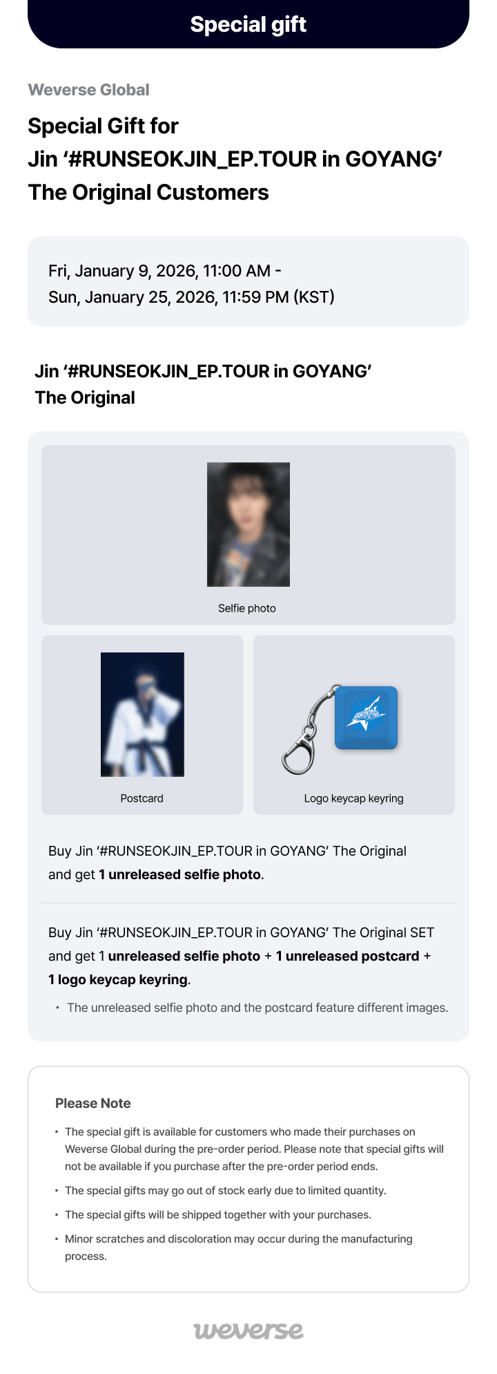 Jin '#RUNSEOKJIN_EP.TOUR in GOYANG' The Original (Chưa gồm ship Hàn - Việt)
