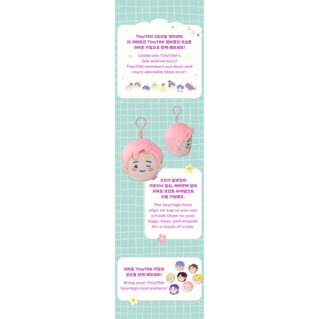 Face Keyring BTS Official - Móc khóa bông BTS