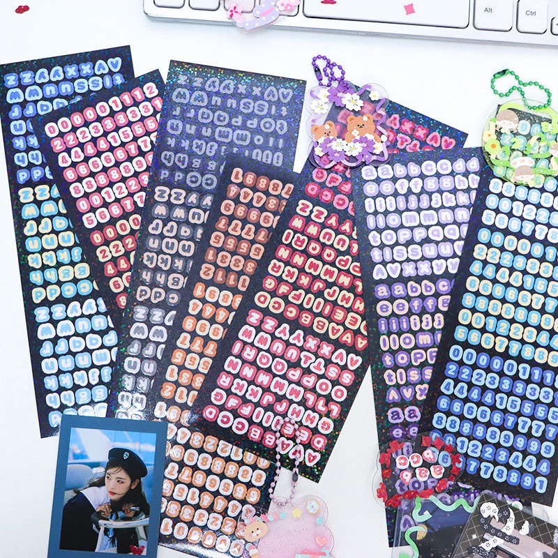 Set 4 sticker chữ trang trí toploader, sổ sách, bullet journal