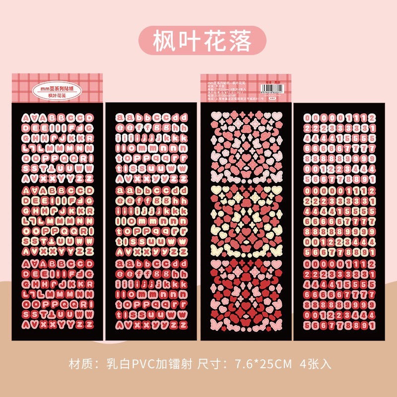 Set 4 sticker chữ trang trí toploader, sổ sách, bullet journal