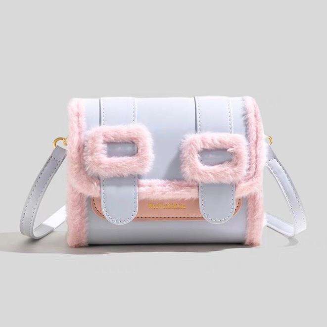 Túi xách CEEKAY xanh lông hồng