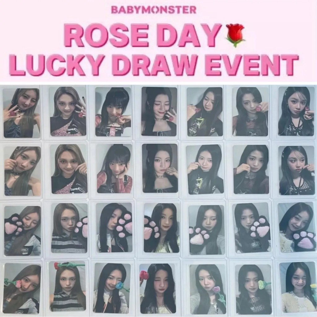 Photocard BABYMONSTER Rose Day Lucky Draw Event - Thẻ ảnh bo góc Babymonster