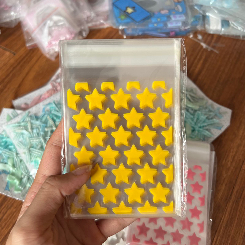 Set 50 túi bóng kính gói card 8x10cm hình sao nhiều màu