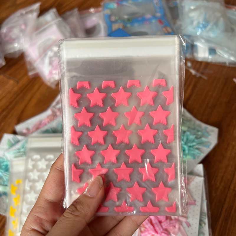 Set 50 túi bóng kính gói card 8x10cm hình sao nhiều màu