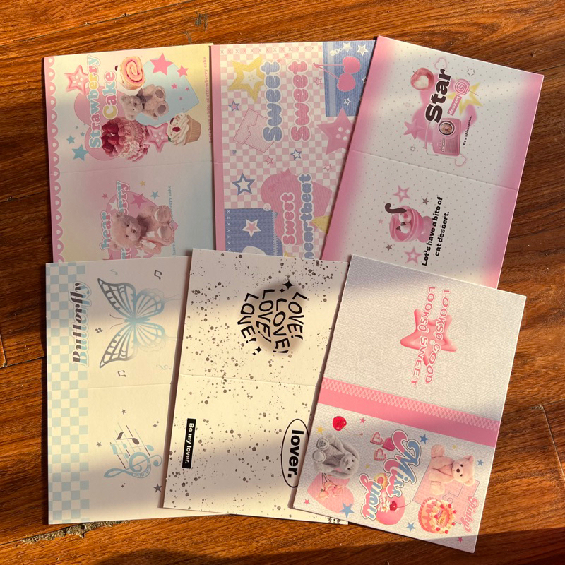 Set 6 bìa gấp gói card nhiều màu sắc dễ thương