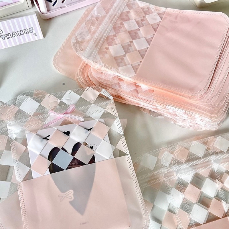 Set 10 túi zíp hồng 10.5x15cm