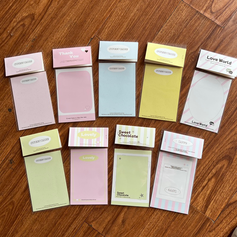 Set 9 bìa gói card kèm tag đầu và túi nilon