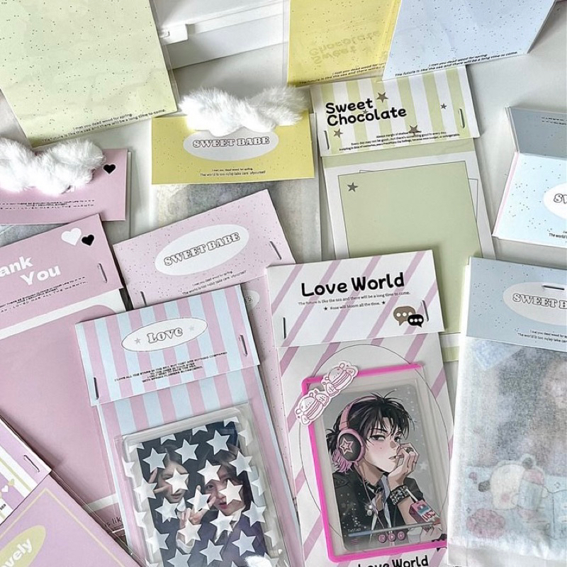 Set 9 bìa gói card kèm tag đầu và túi nilon