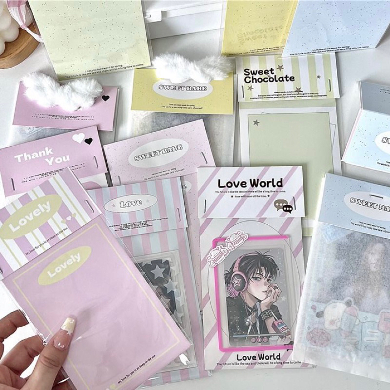 Set 9 bìa gói card kèm tag đầu và túi nilon