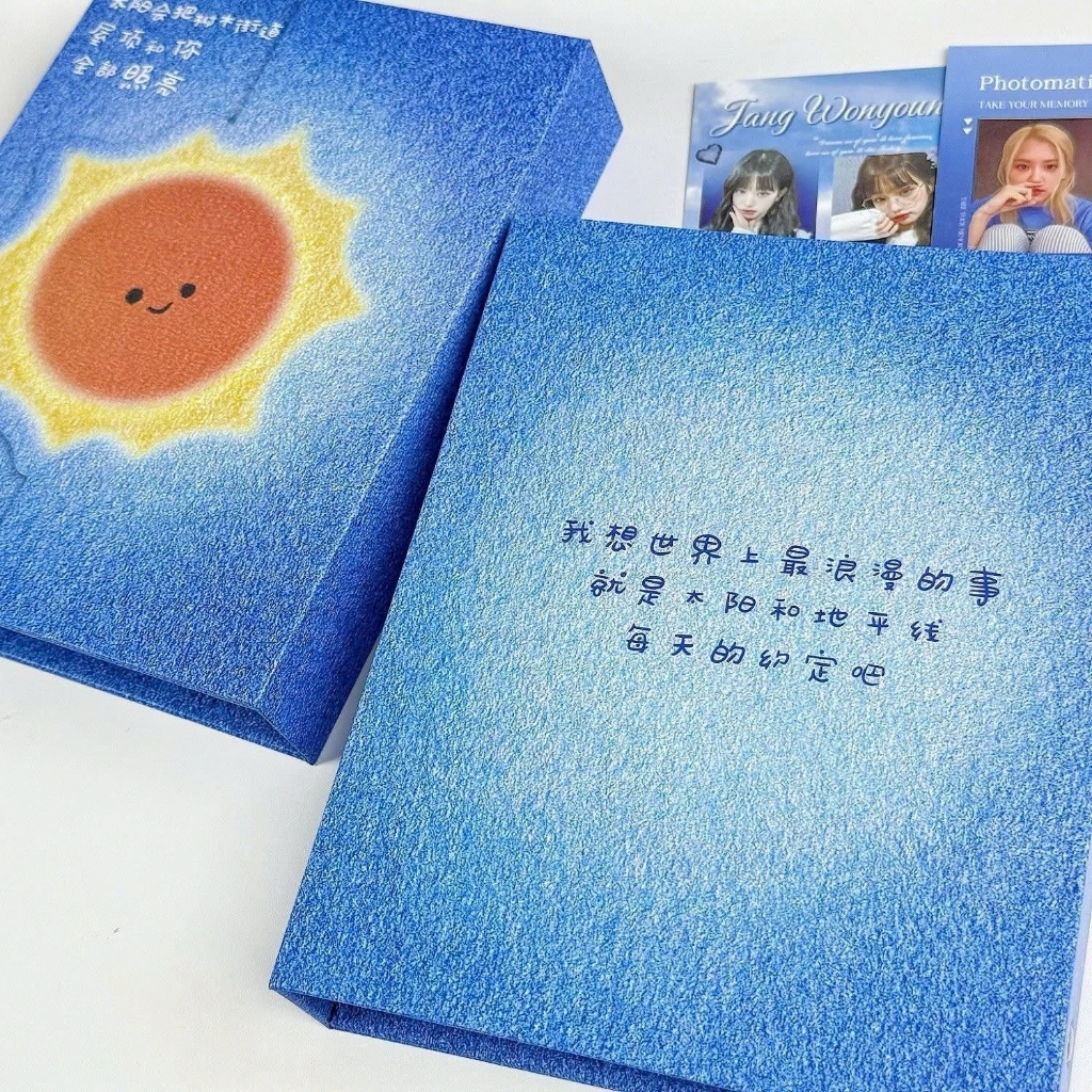 Binder, bìa album ảnh, bìa sổ còng A5 đựng ảnh, đựng giấy kỷ niệm tốt nghiệp hình mặt trời màu xanh dễ thương
