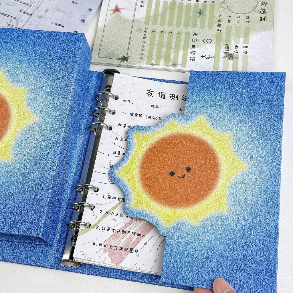 Binder, bìa album ảnh, bìa sổ còng A5 đựng ảnh, đựng giấy kỷ niệm tốt nghiệp hình mặt trời màu xanh dễ thương