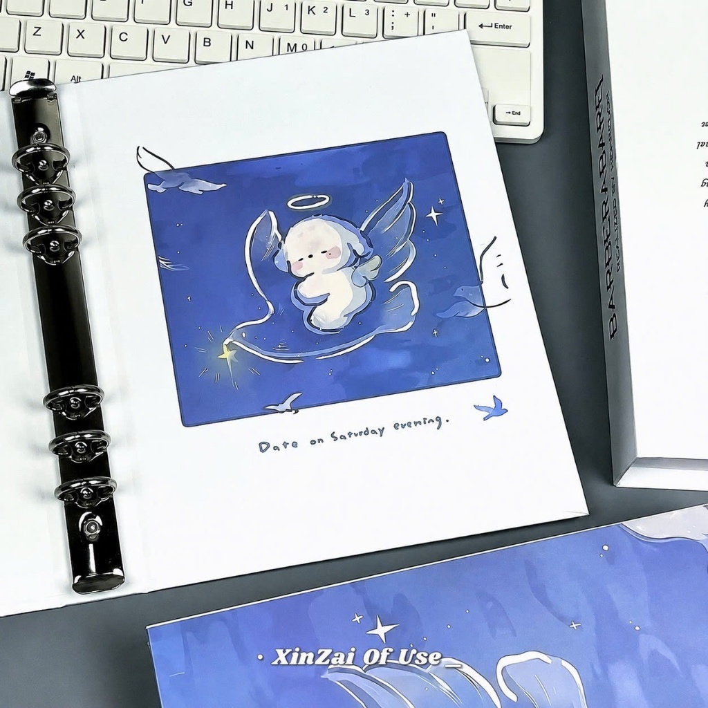 Binder, bìa album ảnh, bìa sổ còng A5 đựng ảnh, giấy viết cún thiên thần đáng yêu