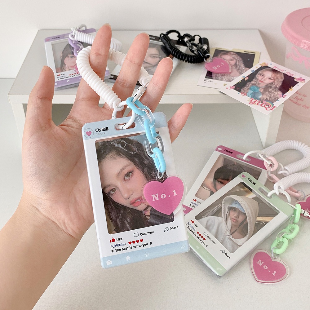 Túi đựng thẻ ảnh, holder photocard social, charm trái tim