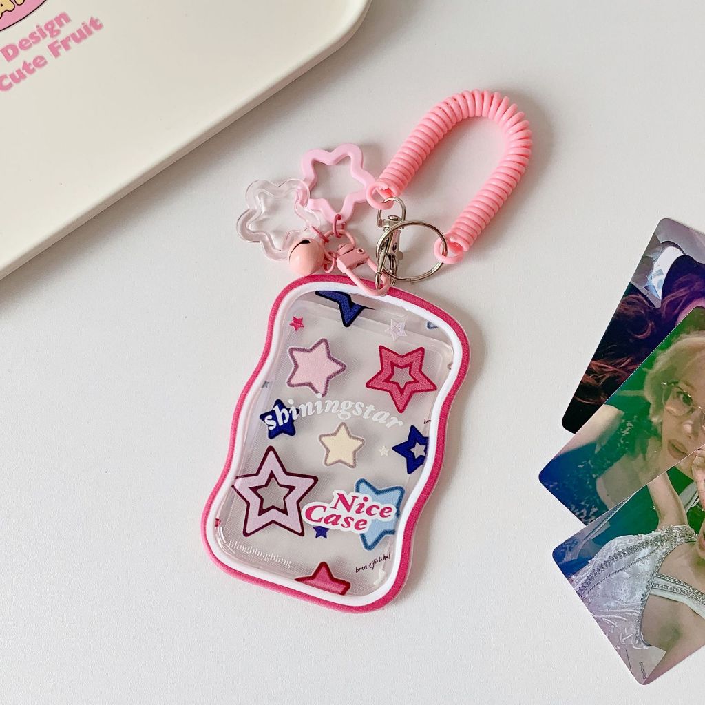 Túi đựng thẻ, holder photocard lượn sóng, chuyển màu kèm charm