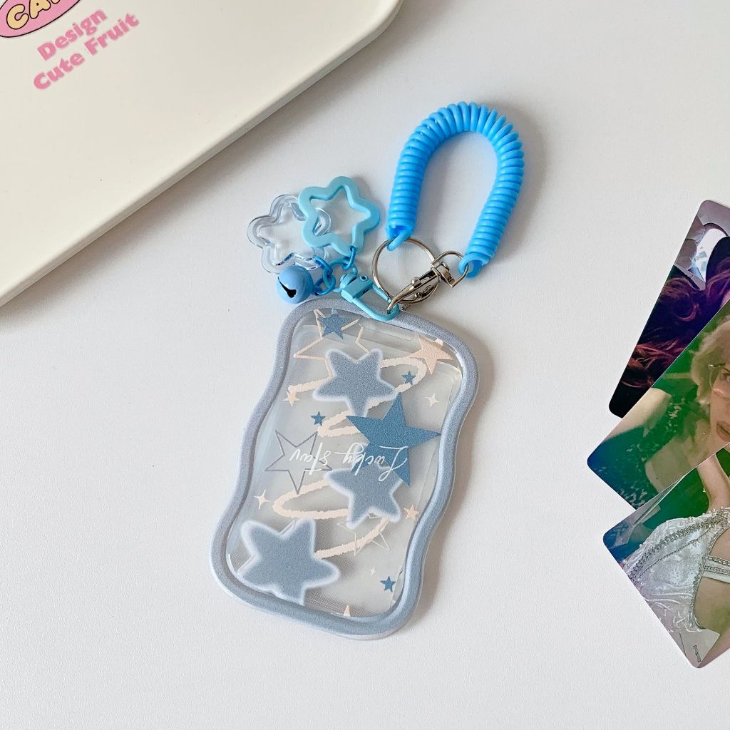 Túi đựng thẻ, holder photocard lượn sóng, chuyển màu kèm charm