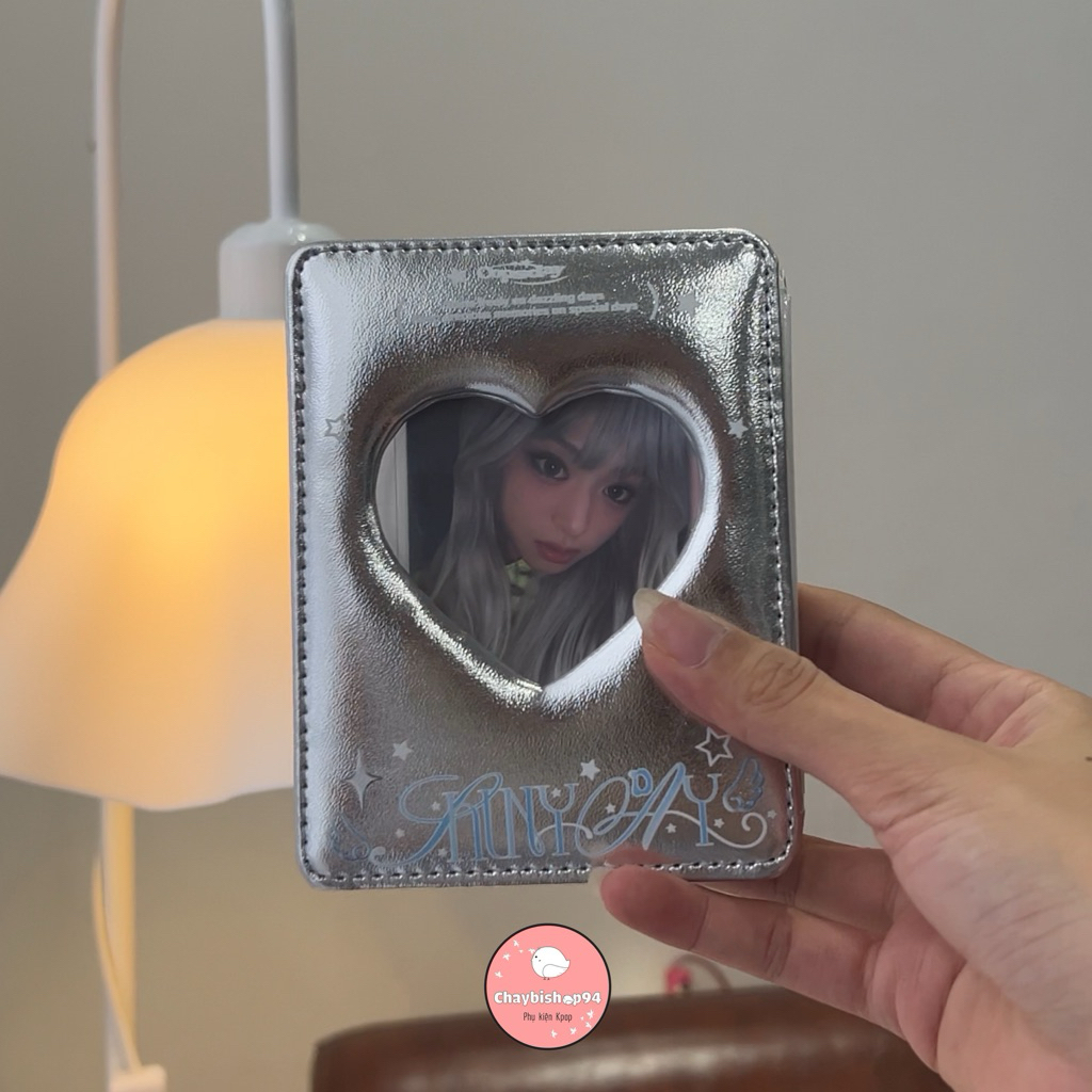 Sổ tay gấp 12 ô đựng thẻ ảnh, binder gấp da bạc lấp lánh giá trị cao