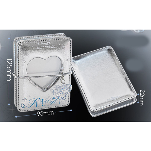 Sổ tay gấp 12 ô đựng thẻ ảnh, binder gấp da bạc lấp lánh giá trị cao