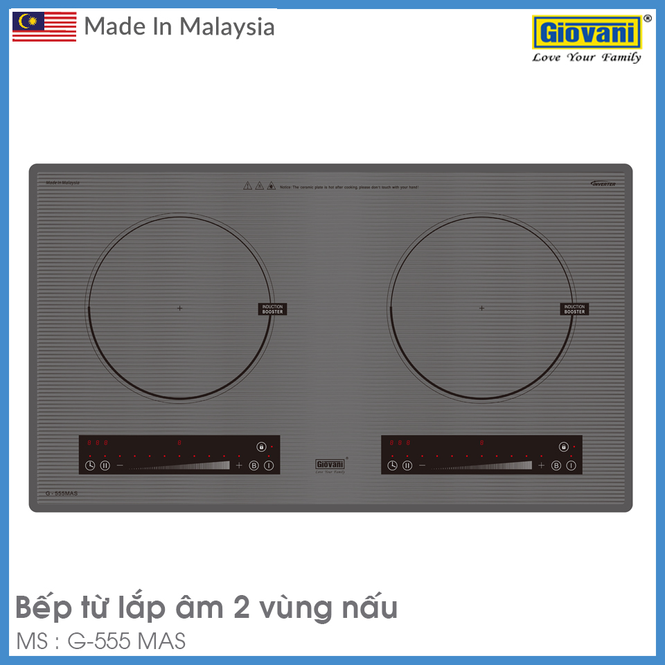 Bếp Từ 2 Vùng Nấu Lắp Âm Giovani G-555 MAS