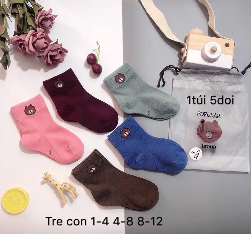 COMBO 5 SET (27K/SET) 10 TẤT GẤU CHO BÉ 1-8 TUỔI