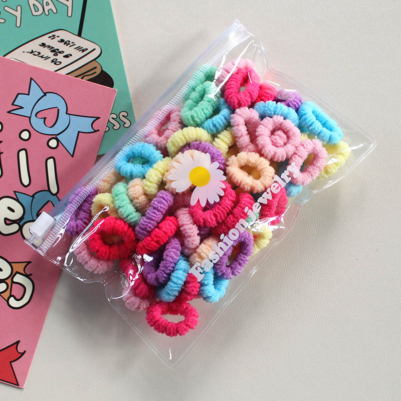 COMBO 5 TÚI (8.5K/ TÚI) TÚI ZIP 100 CHUN BUỘC TÓC HOA MỀM CHO BÉ 1136