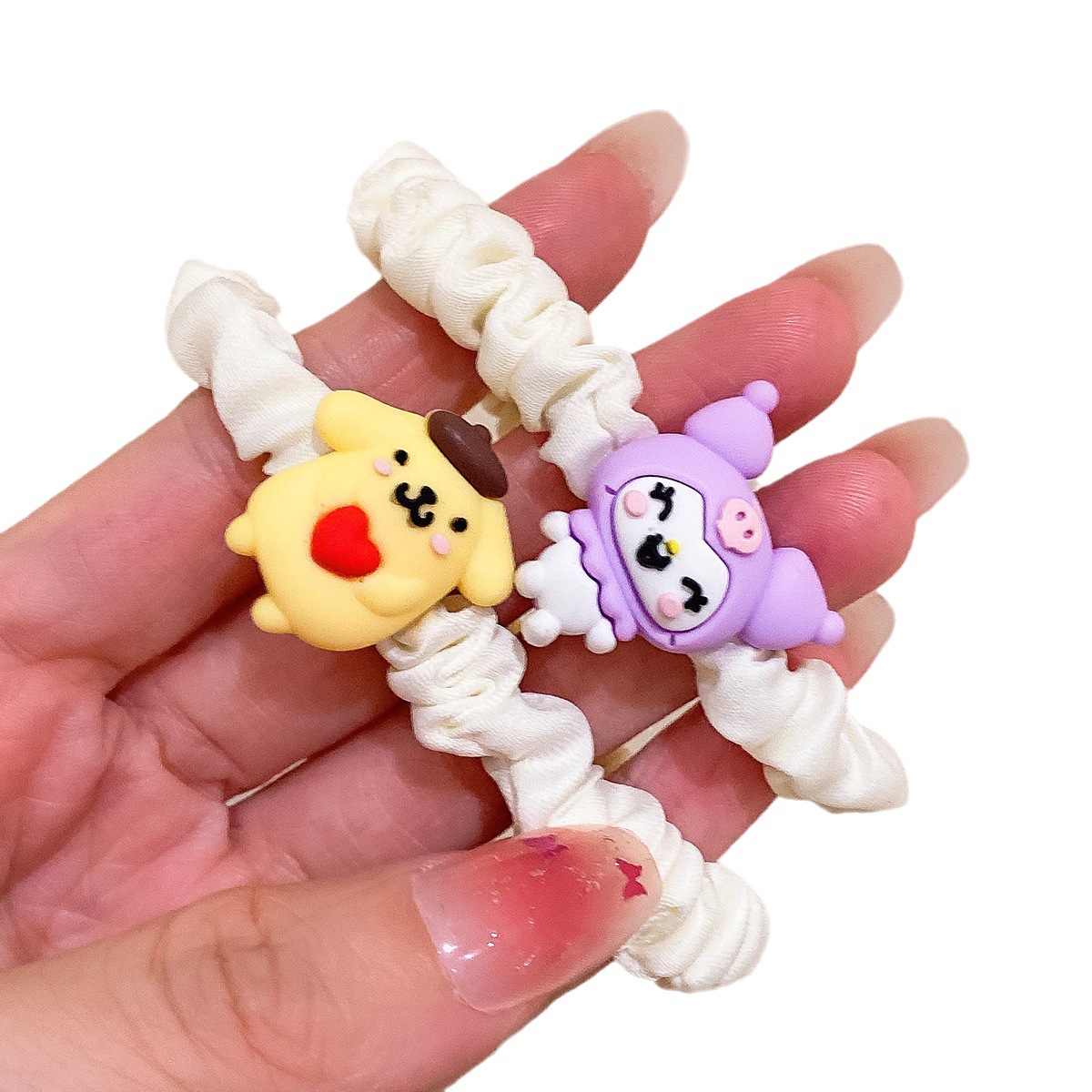 COMBO 5 VĨ (10K/VĨ) VĨ 5 CHUN BUỘC TÓC NHÚNG TRẮNG ICON- MS904