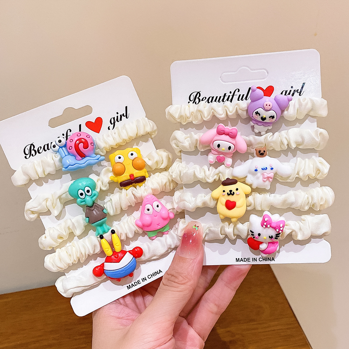 COMBO 5 VĨ (10K/VĨ) VĨ 5 CHUN BUỘC TÓC NHÚNG TRẮNG ICON- MS904