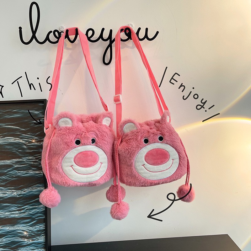 COMBO 10 CÁI (35K/CÁI) TÚI ĐEO DÂY RÚT GẤU HỒNG LOTSO