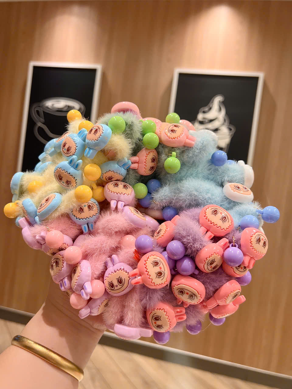 COMBO 10 BUỘC LÔNG NHỎ LABUBU ĐÍNH HẠT MS1114