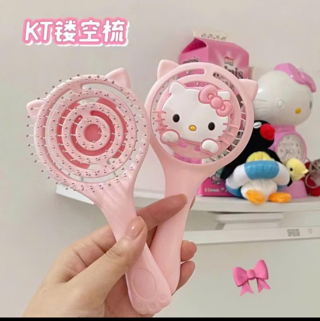 COMBO 5 CÁI (14.5K/CÁI) LƯỢC CHẢI MATXA KITTY HỒNG GỢN SÓNG MS1146
