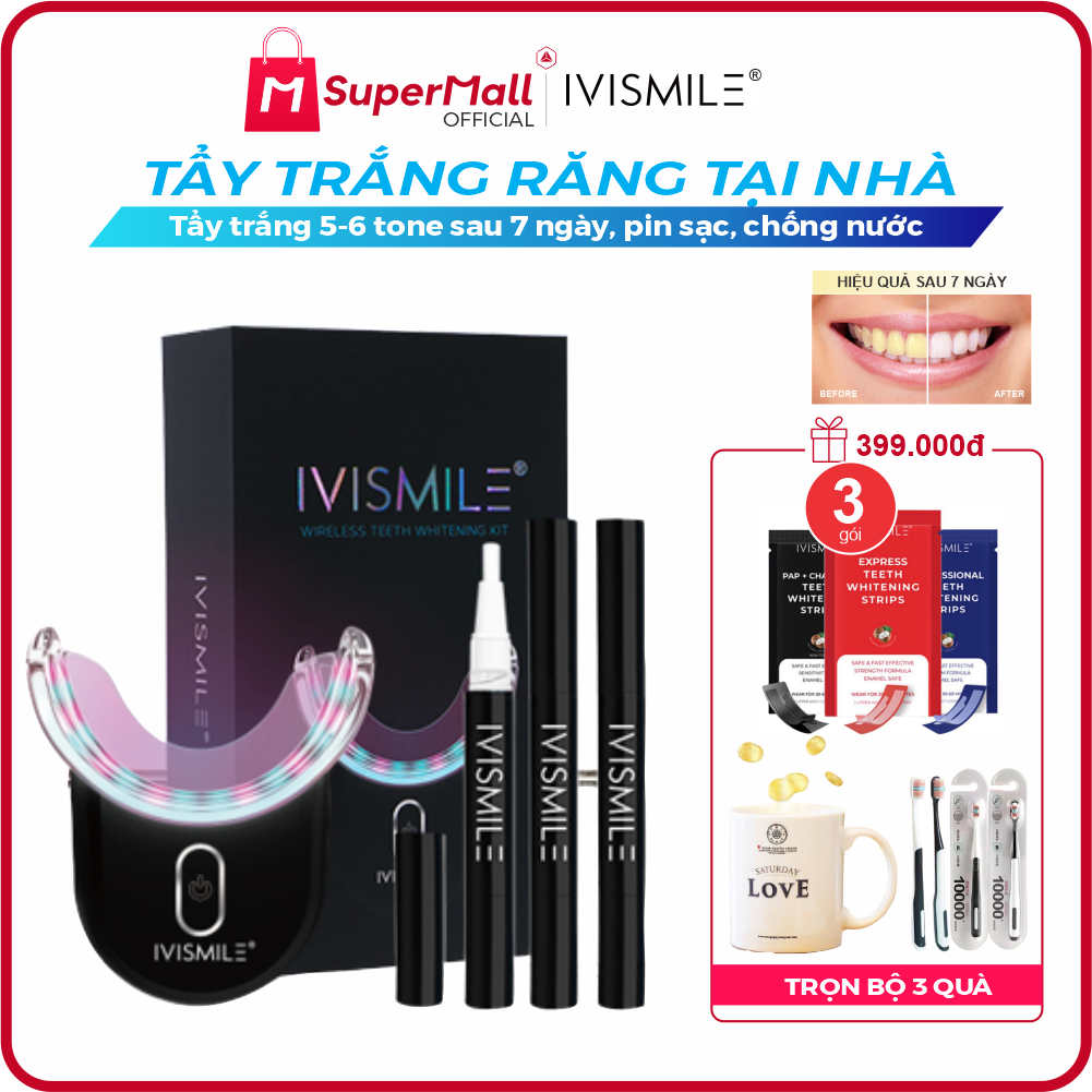 Bộ tẩy trắng răng IVISMILE và Bút làm trắng rang IVISMILE, mua hàng chính hãng tại SuperMall