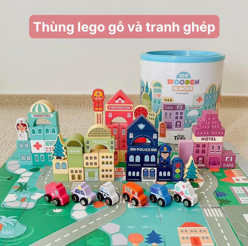 BB.0053 Đồ chơi bộ lego 100 khối gỗ