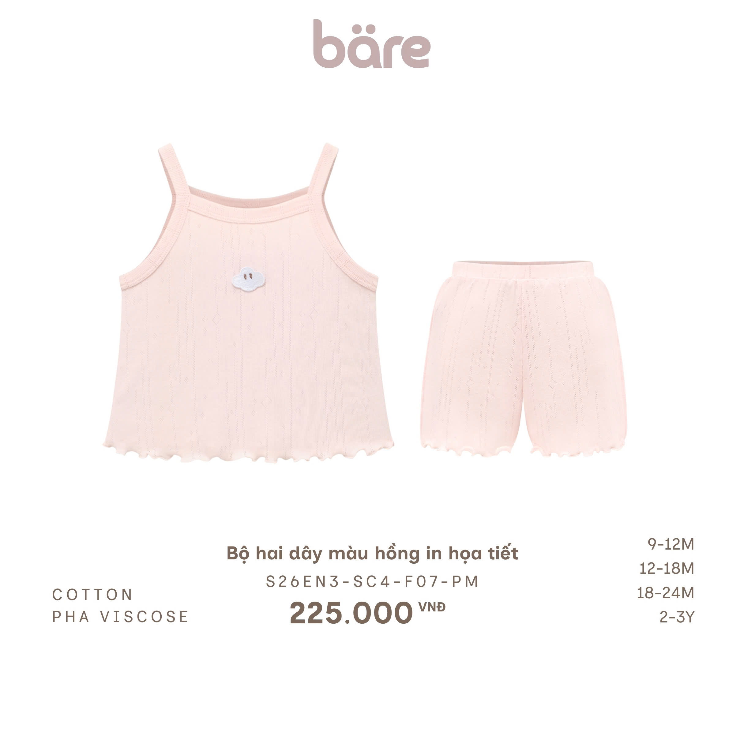 Bộ hai dây màu hồng in họa tiết