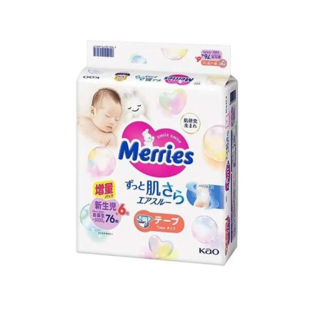 Tả - Bỉm dán Merries Newborn 82 miếng (cho bé <5kg)