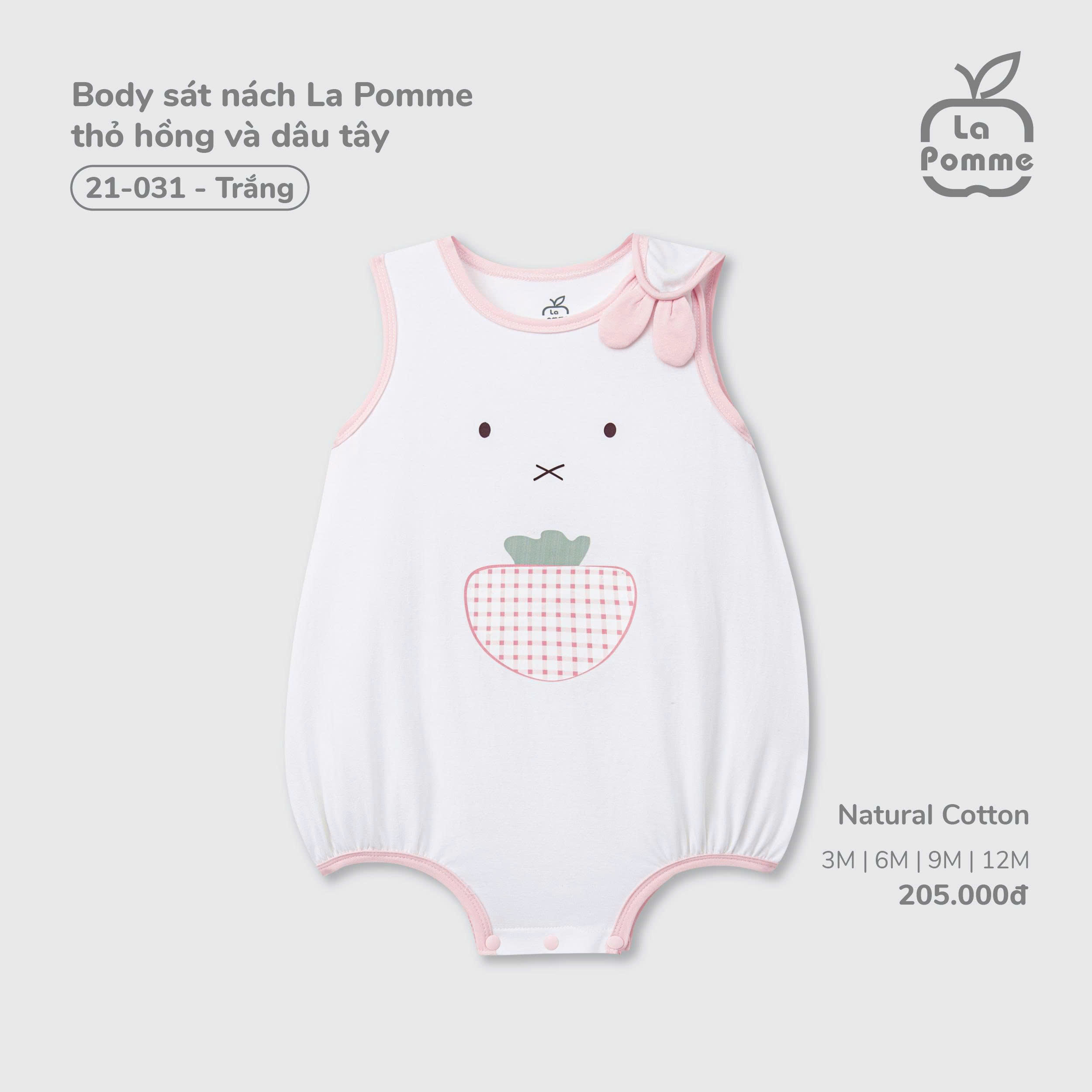 Body sát nách La Pomme thỏ hồng và dâu tây